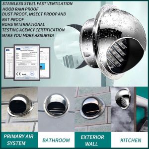 304 Stainless Steel Ceiling Air Vent Cap Duct Ventilation Exhaust Grille Cover Outlet Heating Hood
