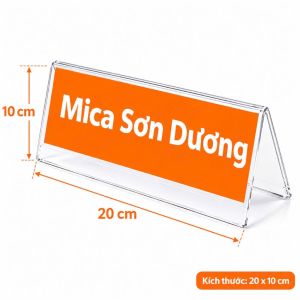 Biển chức danh mica chữ A dày 2mm để bàn đủ kích thước cho cơ quan và doanh nghiệp.