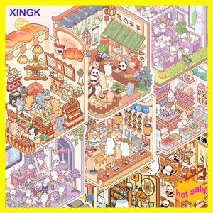 XINGK 1Set Cartoon Landscape Stickers Miniature Scene Collection Stickers Children Educational Toys DIY Decoration Stickers Gifts