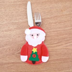 Người tuyết giáng sinh Tuần lộc của Santa Đồ Dùng Túi-10Pcs Sáng Tạo Kỳ Nghỉ Bộ Đồ Ăn Bọc Set Cho Lễ Hội Ăn Uống