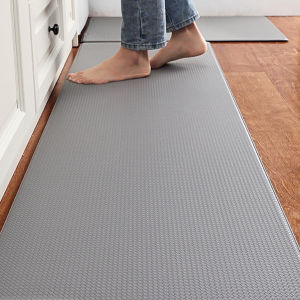 Waterproof Oilproof Kitchen Mat PU Leather Kitchen Carpet Non Slip Floor Mat for Living Room Bedroom