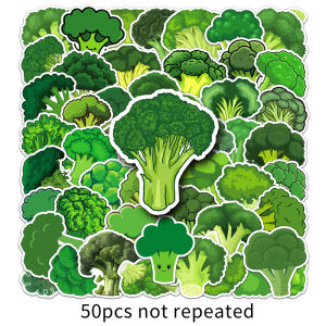 50PCS Vegetable Food Broccoli Cartoon Sticker Waterproof Decorative Toy Photo Album Mobile Phone Water Cup Laptop Luggage Sticker