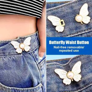 1Pair Butterfly Buckle Waist for Women Denim Skirt Adjustable Clip WaistClip Waist-Buttons Metal Pin