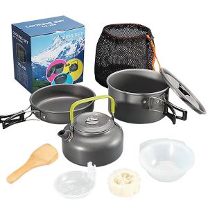 AllShop Camping Cooking Set 2-3 People Outdoor Travel Picnic Household Teapot Backpack Gear Camp Cookware Set