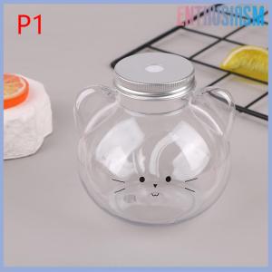 【Enthusiasm】🌟🌟【Hot Sale】🎈 Kawaii mèo chai nước cho trà sữa cà phê nước trái cây di động uống cup nhà trong suốt ép nước giải khát uống chai BPA miễn phí