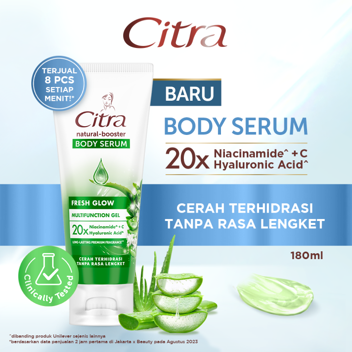Citra Natural Booster Body Serum Fresh Glow with 20X Niacinamide + Vitamin C & 20X Hyaluronic Acid 180 ML