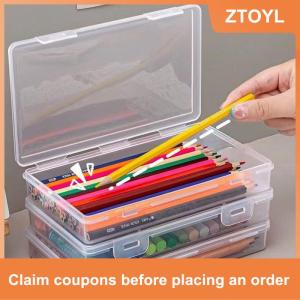 【ZTOYL】 1PC lưu trữ tổ chức hộp công suất lớn nhựa hộp bút chì Stackable mờ rõ ràng hộp bút văn phòng vật tư