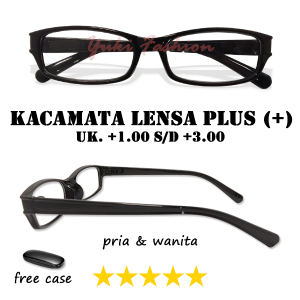 FREE BOX - Kacamata Baca Lensa Plus (+) Rabun Dekat Reading Glasses Pria Wanita Ready Ukuran ( +100 s/d +3.00 ) Bingkai Persegi Panjang Model Terbaru Trendy Korean Style Kacamata Baca Untuk Jarak Dekat Dewasa Hitam Lensa Transparan Murah Kekinian