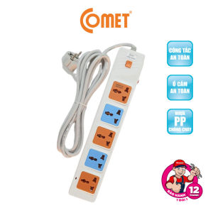 Ổ Cắm Điện Nối Dài COMET CES10503 2500W Dây Dài 3M 5 Lỗ 3 Chấu Chất Liệu Nhựa PP Chống Cháy Có Cầu Chì Bảo Vệ
