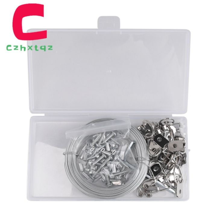 Picture Wire Hanging Kit – 100Ft Stainless Steel Rope With D-Ring Hangers & Crimping Sleeves, Holds 20lbs
