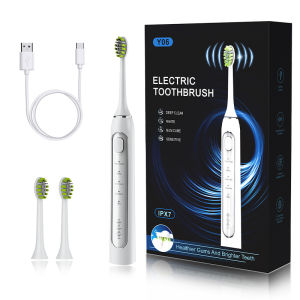LORDWEY Ultrasonic Electric Toothbrush USB Rechargeable for Adults Sonic Toothbrush Smart Timer with 2 Replacement Heads IPX7 Waterproof