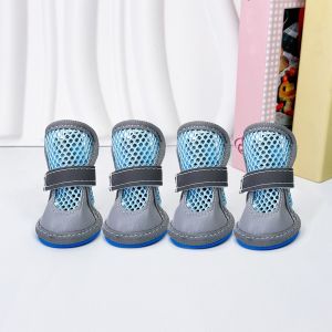 IPIE2 4Pcs Breathable Dog Mesh Shoes Non-Slip Wear Resistant Pet Net Boots Pet Supplies Reflective Dog Sneakers Outdoor
