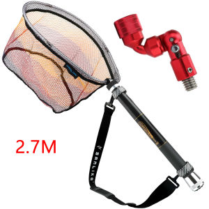 SANLIKE Retractable Fishing Landing Net Rod 2.4M/2.7M/3M/3.3M/3.6M/3.9M Portable Glass Fiber Pole Telescopic Rod Fishing Net