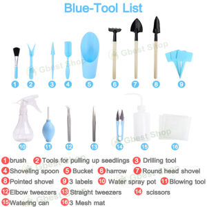Gbest 16 Pcs Succulent Tools Small Garden Tool Mini Household Gardening Plant Hand Tool Set Loosening Flower Potted Soil Transplanting Tools Shovel