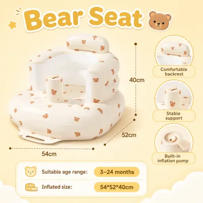 Portable Inflatable Baby Chair with Air Pump Thickened Seat for 4-36 Months Training Seat for Sitting & Feeding Easy Clean & Fold
