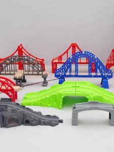 2026 New Wooden Train Tracks Scene Accessories Mountain Tunnel Bridge Crane Tower Compatible ALL Brand Wooden Track Toys For Kids
