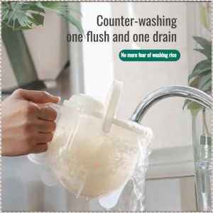 เครื่องล้างข้าว แนวทแยง ซักมือฟรี ตะแกรงแป้งข้าว เบาและพกพาได้ ที่จับแบบมนุษย์ ที่จับที่สะดวกสบาย