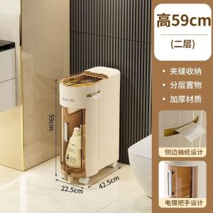Narrow Storage Cabinet Toilet Organizer Toilet Floor Trolley Waterproof Bathroom Gap Storage Cabinet Light Luxury Toilet Slim Cabinet Gap Bathroom Cabinet Storage Rack Trolley