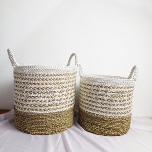 TERMURAH! Keranjang Laundry Anyaman Seagrass with Handle / Wadah Baju Kotor / Storage Box Multifungsi / Tempat Serbaguna / Cover Pot / Home Decor / Dekorasi Rumah
