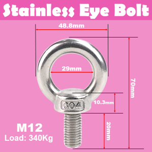 Hoisting Machine Stainless Eye Bolt and Eye Nut 6-12mm G304 Lifting Eye Nut and Bolt Threaded Eyelet Screw