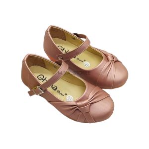 MSA Sepatu Pesta Anak Perempuan 22-35 Balet Pita Selempang Mocca