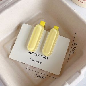 PICKIT 2pcs/set Oval Barrettes Hair Clips Jelly Color Small Headwear Sweet Geometric Side Clip Women Girls