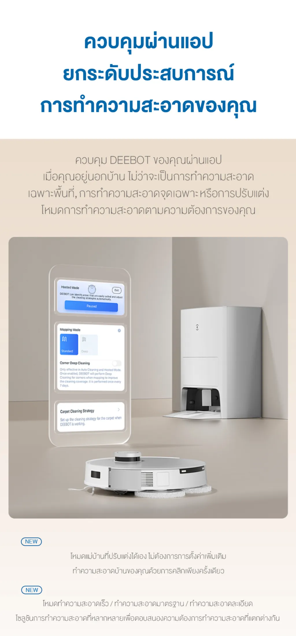 ECOVACS DEEBOT T20 OMNI หุ่นยนต์ดูดฝุ่น ถูพื้น อัจฉริยะ มาพร้อมสถานีชาร์จ All-In-One ฟีเจอร์ครบครัน