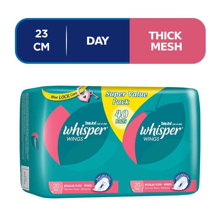 Whisper Thick Sanitary Pad with Wings 23cm 40pc Lazada