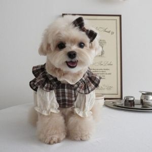 TRANQUIL HUT Retro Pet Plaid Strap Skirt Soft Breathable Pet Clothes Fashion Thin Design Dog Vest Dresses For Puppy Kittens