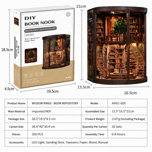 🎁Ready Stock DIY 3D Wooden Book Nook Miniature House Wisdom Rings Book Repository 智慧年轮书屋 AH01-005 WCC
