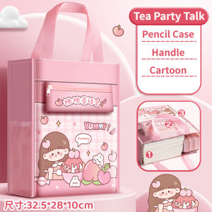 Children Tote Cartoon Textbook Bag Waterproof Large Capacity Backpack Student Textbook Storage Bag 32.5x28x10 cm