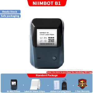 NIIMBOT B1 Bluetooth Thermal Label Printer2 Inch 50mm Auto Identification Waterproof TapeMultiple Templates Compatible with Phone PC Home Office School Business with Free Label Multi Color Options 【Ready Stock】】Christmas Gift Stickers Card