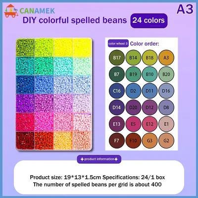 CANAMEK 24 Màu Sắc Thiết Lập Mỗi Lưới Có Chứa 400Pcs Mini Hạt Cầu Chì Hạt Câu Đố Hạt Cho Trẻ Em Tự Làm Chất Lượng Cao Câu Đố Handmade Quà Tặng Đồ Chơi