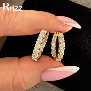 Rrjzz 3mm Brilliant Full D-Color Moissanite Inner&Outer Row Inlay Hoop Earrings for Women Luxury Eternal Earrings Jewelry Gifts2026