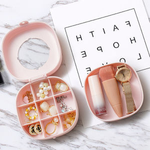 Box Portable Travel Jewelry Organizer Watch Lipstick Necklace Ring Plastic Diplay Case Double Layer Jewelry Storage