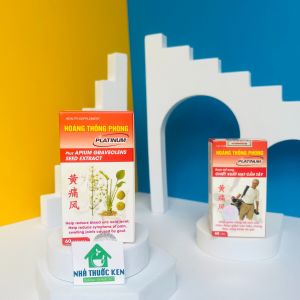 Hoàng Thống Phong Platinum hộp 60v giúp giảm nồng độ axituric giảm đau khớp do gút giúp cải thiện bệnh gout.