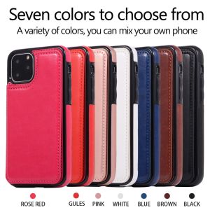 For Apple iPhone 11/iPhone 11 Pro/iPhone 11 Pro Max Wallet Case with Card Holder PU Leather Kickstand Double Magnetic Clasp Shockproof Cover Casing