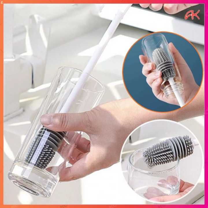 Sikat Botol Gelas Silikon Bottle Silicone Brush Gagang Panjang Sikat