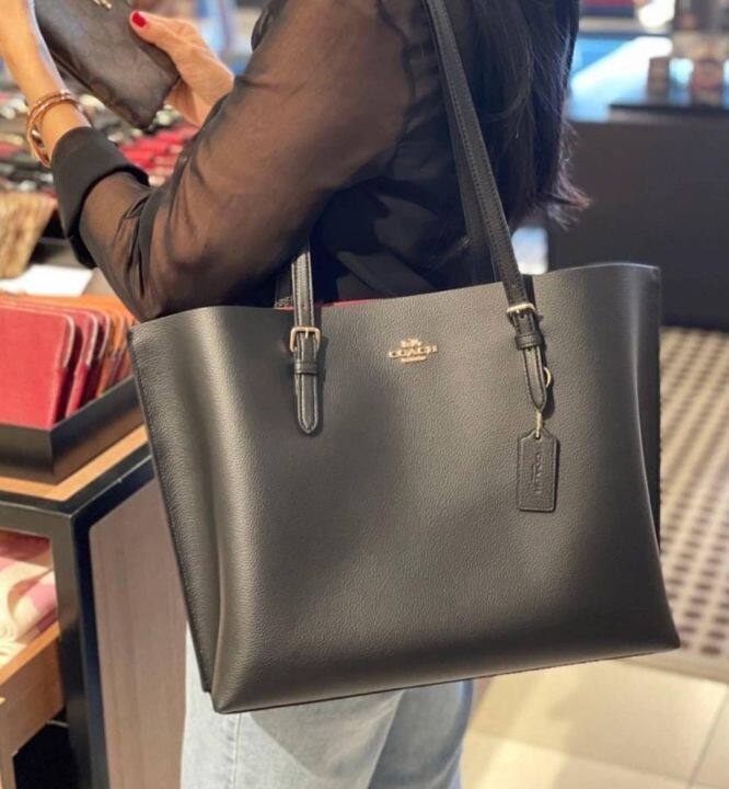 Coach black sale leather tote bag