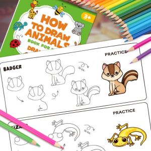 MIRELAE Step-by-Step Guide Animals Drawing Book Illustrated Tutorials How to Draw Animals Step-by-Step Drawing Book Learning Tool Painting Guide Fun Coloring Book Kids Activities