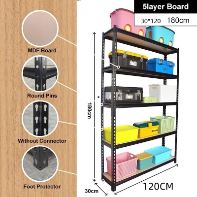 4/5 Tier Boltless Rack Besi Adjustable Rak Dapur Rack Shelf Storage Rak Metal Rack Rak Besi Bertingkat Home Kitchen Store Storage Rack Warehouse