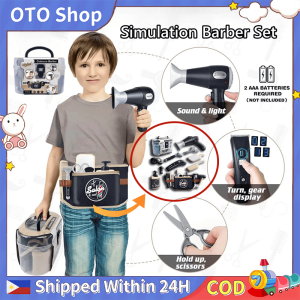 Hair Stylist Playset Hairdressing Kit with Storage Box Hair Cutting Set for Boys Holiday Gift Interactive Toy Set Hair Tools Pretend Playsets