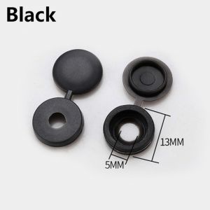 100pcs Plastic One-piece Screw Cap Cover Nail Nuts Bolts Furniture Decorative Cover Black White Fold Screw Snap Protective Button Cap