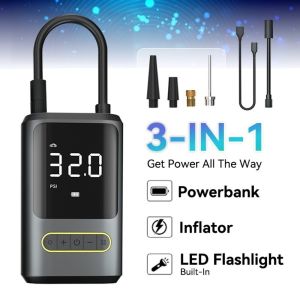 NEXASHOP Portable Electric Pump USB Rechargeable Wireless Tire Inflator LED Light Air Pump