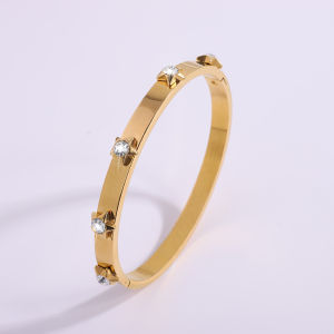 Titanium Steel Bracelet Five-pointed Star with Rhinestone Stainless Steel Bracelet for Women High-end Feel Fashionable Simple Light Luxury Temperament Bracelet