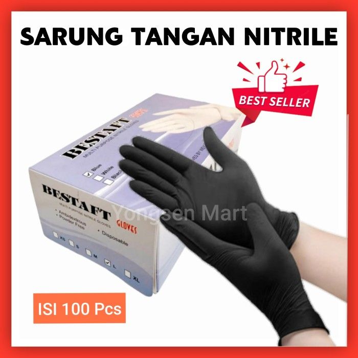 Hitam Sarung tangan karet medis BESTAFT Nitrile 100 pcs Lazada  Indonesia