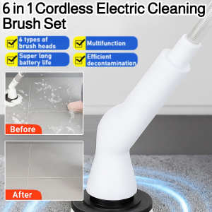 Multi-Function Wireless Electric Spin Scrubber – Low Noise Handheld Cleaning Brush for Sinks Dishes Pots Pans &amp Bathroom Floor