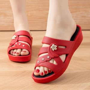Free Shipping WomenS Summer Fashion New Style Home Slippers Non-Slip Soft-Soled Thick-Soled Height-Increasing For Outdoor Wear WomenS And MomS Wedge Heel Sandals