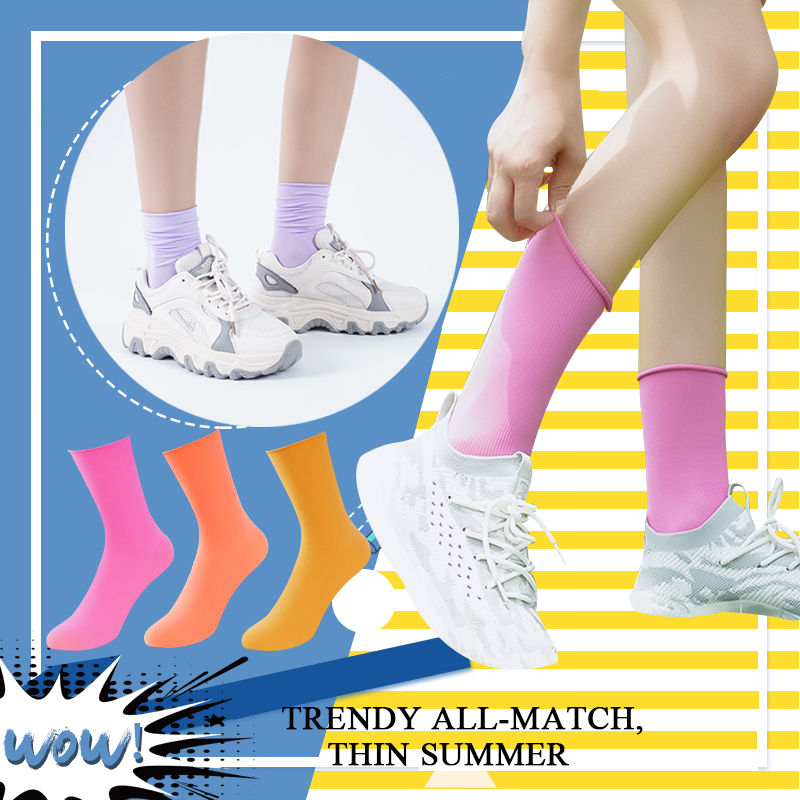 ECMLN Women Crew Socks Female Fashion Personality Creative Students Preppy Style Color Comfortable Trendy Womens Cotton Socks