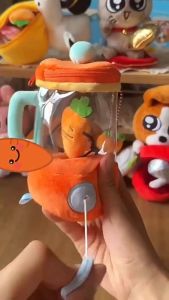 Orange Juicer Plush Toy Funny Drawstring Rotating Carrot Watermelon Banana Pull Cartoon Stuffed Doll Creative Kid Party Gift